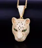 Gold Star Hip Hop Jewelry Leopard head Pendant Men Animal Necklaces Gold Rock Street Ice Out Necklace with chain311f8791040