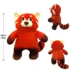 Waschbär Movie Charakter Kawaii Brown Bear drehen rote Jugendplüschspielzeug Cartoon Puppe