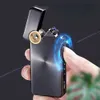 Rotating Light Windproof Pulse Dual Arc Metal Electric Lighter LED Power Display USB Quick Charge Portable Lighter Unusual Gift