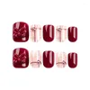 Faux ongles 24pcs / boîte rouge usure simple couleur unie à croix croix nail art gold glitter diamants beaux faux