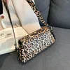 DrawString Pu Leather Chic Sling Purses Large Capacity Women Single Shoulder Bag Solid Color Leopard Print Fashion Handbag Y2K Travel Påsar