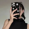 Случаи по сотовым телефонам Cool Stars Glossy Black Fashionable Phone Case Подходит для iPhone 15 14 Pro Max 11 12 Mini XR Max x 7 8 Plus SE y2k-поглощающий мягкую крышку J240418