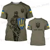 Men's T-Shirts Ukraine Mens T-shirts Ukrainian Flag Shirt 3D Printed O-Neck Oversized Short Slves Jersey Fashion Mens Clothing Strtwear T240419