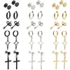 Stud Earrings 15 Pairs Of Punk Stainless Steel Cross Set Ring Rock Pendant For Men And Women