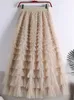 Tigena 92 cm Maxi Tulle Skirt Women 2024 Eleganti strati Eleganti Spring Eleganti Scapi di tutula piena di golla lunga femmina 240407