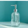 Liquid Soap Dispenser 400ml Old Fashioned Clear Glass Manual Pressure For Bathroom Sink Large Capacity Non-slip Gold Silver