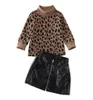 2st Toddler Kids Baby Girl Clothes Set 15y Leopard Print Pullover Topps TREEATER LEATHER MINI KIRTS OUTFIT Party Y20083128506103424