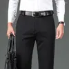 Men's Pants Spring Suit Black Smart Casual Navy Blue Grey Elastic Business Formal Straight Long Trousers