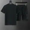 Herrspårar Black Summer Men's Casual Street kortärmad t-shirt Shorts Sportdräkt Tvådelar kläder A8