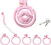 Cage de chasteté de sissy pour hommes dispositifs de chasteté rose Lock Design Small chastety cage mâle pénis cage coq cage bdsm toys pour couples sexe (rose, wx-3)