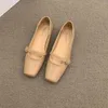 캐주얼 신발 Bailamos Fashion Flats 2024 브랜드 디자인 스퀘어 발가락 여자 발레 버클 스트랩 여성 드레스 로우 힐 mu