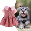 Robe de compagnie de vêtements pour chiens princesse avec ours bouton de tenue respirante confortable douce pour chiens chiens au printemps été