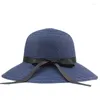 Berets Korean Bow Straw Hat Foolda Summer Sun Ochronę Big Brim