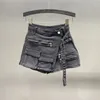 Shorts pour femmes irréguliers denim printemps 2024 A- Line haute taille minceur et pantalon de jambe large jupe