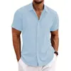 Chemises décontractées pour hommes Mode 2024 Coton à manches courtes Tops Tee Summer Cardigan Bineau Single Breasted for Men