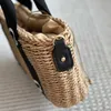 Woody Travel Raffias Clutch Straw Beach Bag Luxury Tote Weave Designer Stopper Basket