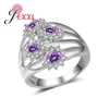 Anelli a grappolo EST Design Accessori per gioielli da donna femmina 925 anello geometrico ago in argento sterling con opale viola