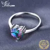 Solitaire Ring JewelryPalace Heart Natural Rainbow Mystic Quartz Solitaire 925 Sterling Silver Rings Women Fashion Colorful Gemstone Jewelry d240419