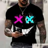 Mens camisetas casuais face de hip-hop 3D Blusa de impressão PLATUS