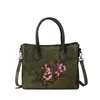 Bag Volasss Genuine Leather Woman Shoulder Bags Hand Painted Chinese Style For Women Vintage Embossed Female Top-handle