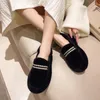 Casual Shoes Women 2024 Autumn And Winter Fashion Beaded Shallow Mouth Versatile Thickened Warm Comfortable Non Slip Plush Flat