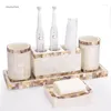 Badaccessoire set vijfdelige Noordse schaal serie hars badkamer accessoires zeep dispenser tandenborstel houder gorgelen cupgerechten