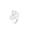 Clusterringe 925 Sterling Silver Bowknot Ring für Frauen Mädchen Einfache Mode Cute Hollow Out Schmuck Schmuck Geburtstag Tropfen Drop