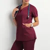 Verpleegkundige vrouwen Casual kleding met korte mouwen Kleding Top apotheek Werken ziekenhuis Doctor Doctor Nursing Uniform V-Neck Jogger 240418