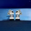 Orecchini per borchie Qiaoer primaverili 925 Sterling Spolda taglio taglio ad alto diamante in carbonio per le orecchie da regalo per donne