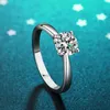 Wedding Rings Neetim 2ct Moissanite verlovingsring voor vrouwen S925 Sterling Silver met goud vergulde lab diamantbelofte trouwband sieraden 240419