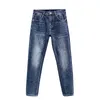 Heren jeans ontwerper Little Monster Light Luxe Europese goederen Blauw 3D -geprinte Wash veelzijdige elastische slanke fit kleine rechte poots broek 25nn
