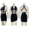Robes de travail Femmes décontractées Tracks Cost Two Piece Set Bra Bra Mini Robe Backless Streetwear Vêtements pour tenue