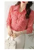 Frauenblusen y2k Kleidung Designer Büroarbeit OL Hemden Herbst Spring Plaid Vintage Print rot in Damen Tops Blusa Mujer Moda