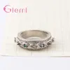 Cluster Rings High Quality Wide Verge Women Female Party Engagement Jewelry 925 Sterling Silver Finger Lace Ring With Color Crystal