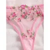 Bras sets 2024 renda sexy bordado floral bordado transparente lingerie curta mulher cueca kits de cuidados com a pele delicados fadas 2 peças Conjunto