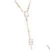 Hangende kettingen 100% sterling roségoud en sier 3 kleuren geometrische verschillende vormen kleine cz steen y lange lariat ketting 230512 druppel otali