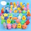 Sand Play Water Fun 10st/Set Cute Animals Swimming Water Toys For Children Soft Rubber Float Squeeze Sound Squeaky Bathing Toy for Baby Bath Toys L416