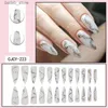 Faux Nails 24pcs Gold Line Amond Faux Nails ins Simple Press on Nails Patch Nail Beauty Fake Nail Tips For Girl Woards portable Couverture complète Y240419