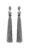 Dangle Earrings Chinese Long Tassel Grey Crystal Cotton Thread For Women Summer Fashion Jewelry Drop7564794