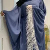 Vêtements ethniques mode plumes abaya dubai robe décontracté femme caftan islam vêtements dinde kaftan musulman batwing mandeve à lacets robes pour