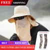 BERETS CHING YUN 2024男性と女性の漁師の帽子の太陽の顔を覆う屋外釣りの登山保護
