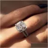 Pierścienie Vecalon Sparkling Promise Pierścień 925 Sterling Sier Cushion Cut 3Ct Diamond Band dla kobiet biżuteria Prezent Dostawa Otgxs