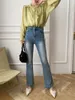 Jeans pour femmes Dasswei Cotton Flare for Women High Retro Retro Full Longue Bureau Lady Denim Pants 2024 French Style Boyfriend