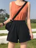 Women's Shorts Women Black 2024 Summer Fashion Casual Clothes Solid Color Egan Hip Hop Punk Pocket Harajuku Vintage