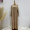 Vestidos casuais vestidos plissados muçulmanos soltos vestidos longos mulheres abaya manto árabe moda manga de manga de sopa de outono kaftan roupas islâmicas