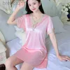 Women's Sleep Lounge Women Nightgowns Satin Silk Sleepwear Soft Big Size S-XXL Nightwear Lace Dress Sexy Lingerie Gown Robe Homedress Nightdress d240419