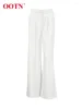 Pantalon féminin blanc satin haut taille élégante femmes pantalon plissé au sol dames dames baggy d'été automne mince 2024