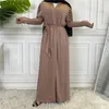 Vêtements ethniques Simple Open Abaya Dubai Kaftan Muslim Cardigan Abayas Robes pour femmes à lacets Kimono Robe Femme Caftan Turc Islamique