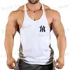 Camisetas masculinas 2023 Summer Y Back Men Roupas Tampo de tampas pretas Ginástica branca Cinzenta ginástica Singlets Sleveless Vest Casual Bodybuilding colete novo T240419