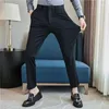 Herenpakken zomer dunne heren broek hoog elastisch bedrijf casual pak mode formeel rechte mouw broek mannen plus maat 28-38